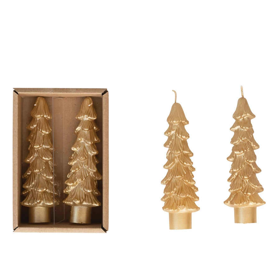 Tree Shaped Taper Candles, Unscented, S/2