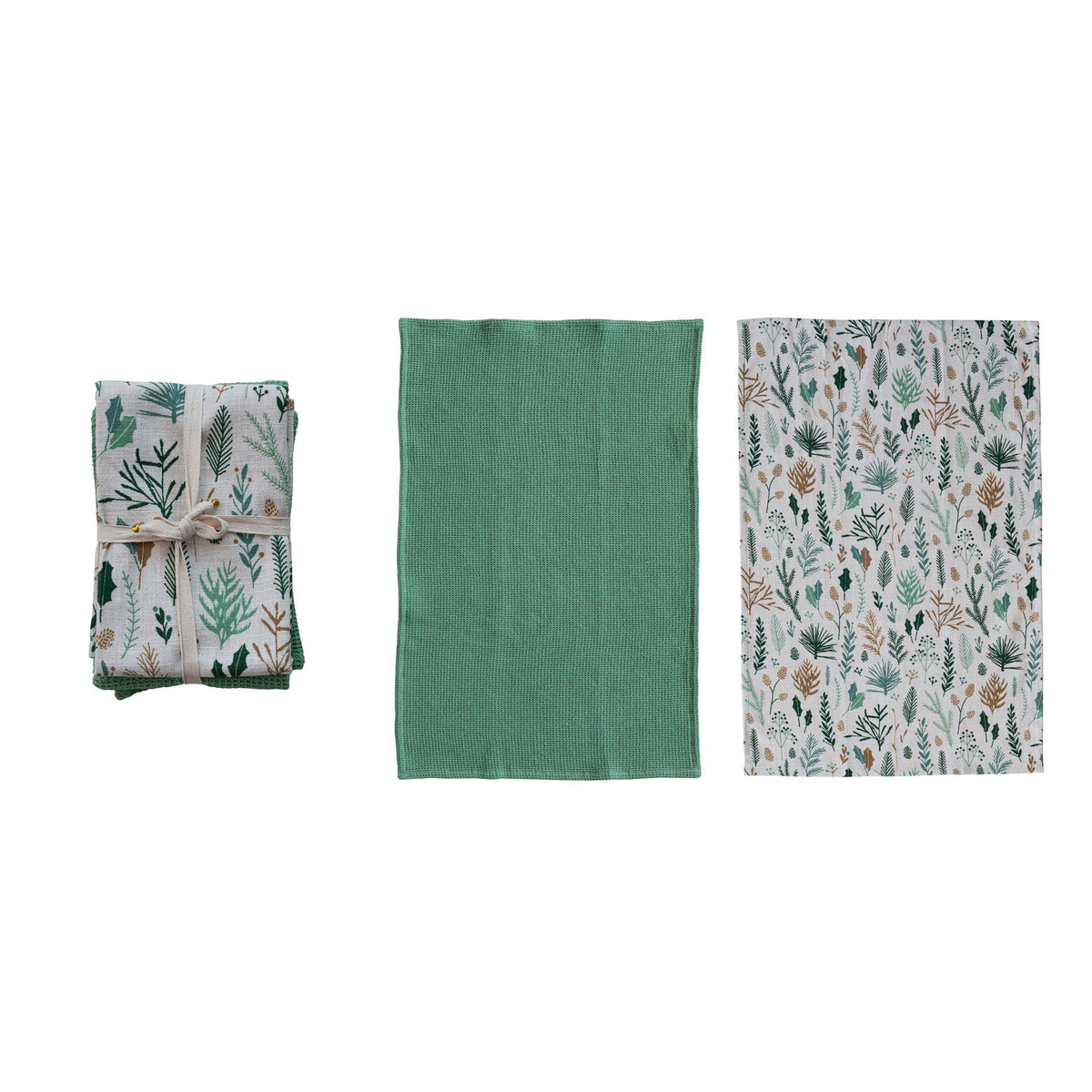 Woven Cotton Waffle Weave Tea Towels, S/2