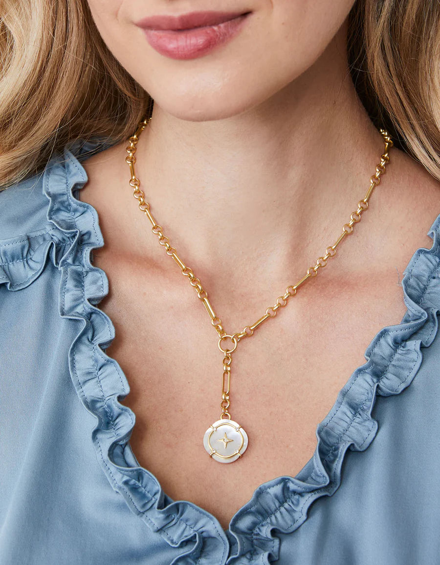 Orla Round Necklace, 18", Mother of Pearl