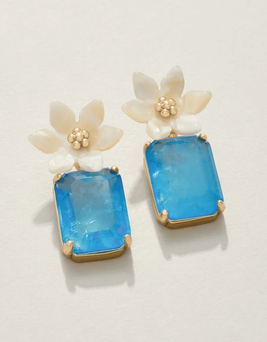 Blooming Gem Earrings Blue