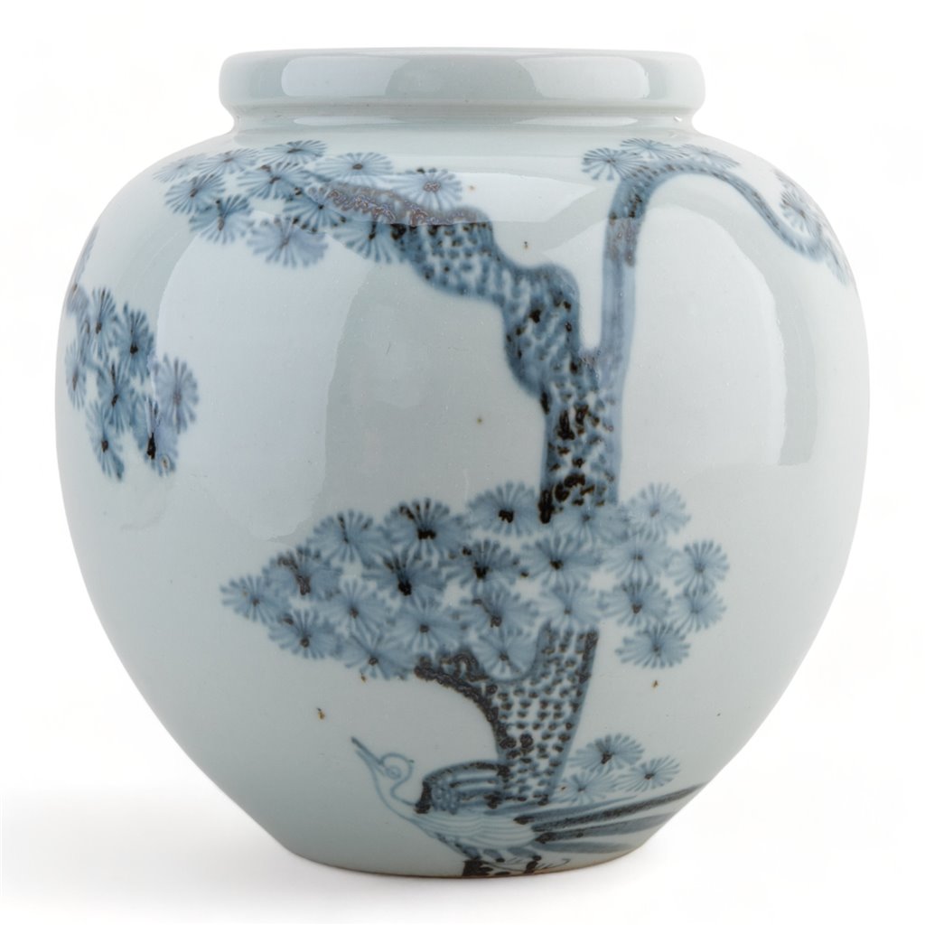 Aged Cobalt Blue Round Vase