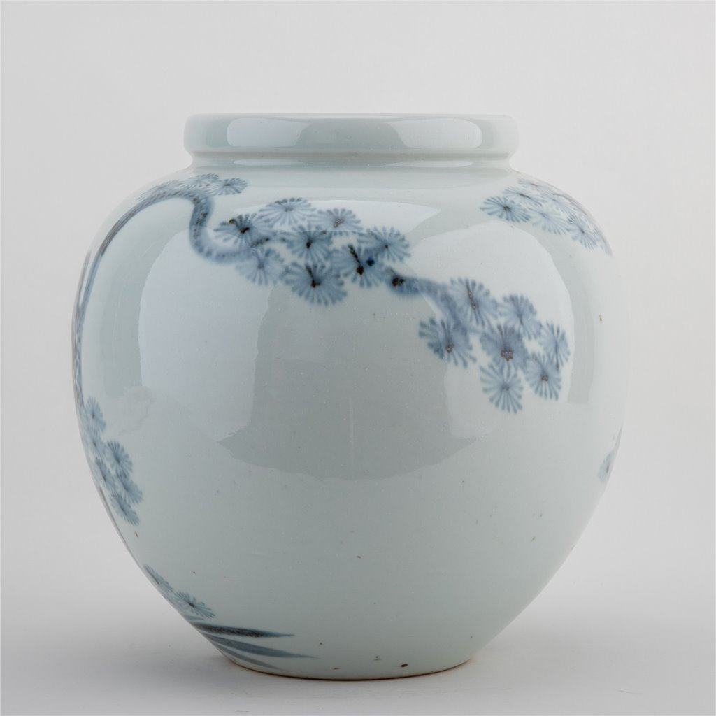 Aged Cobalt Blue Round Vase