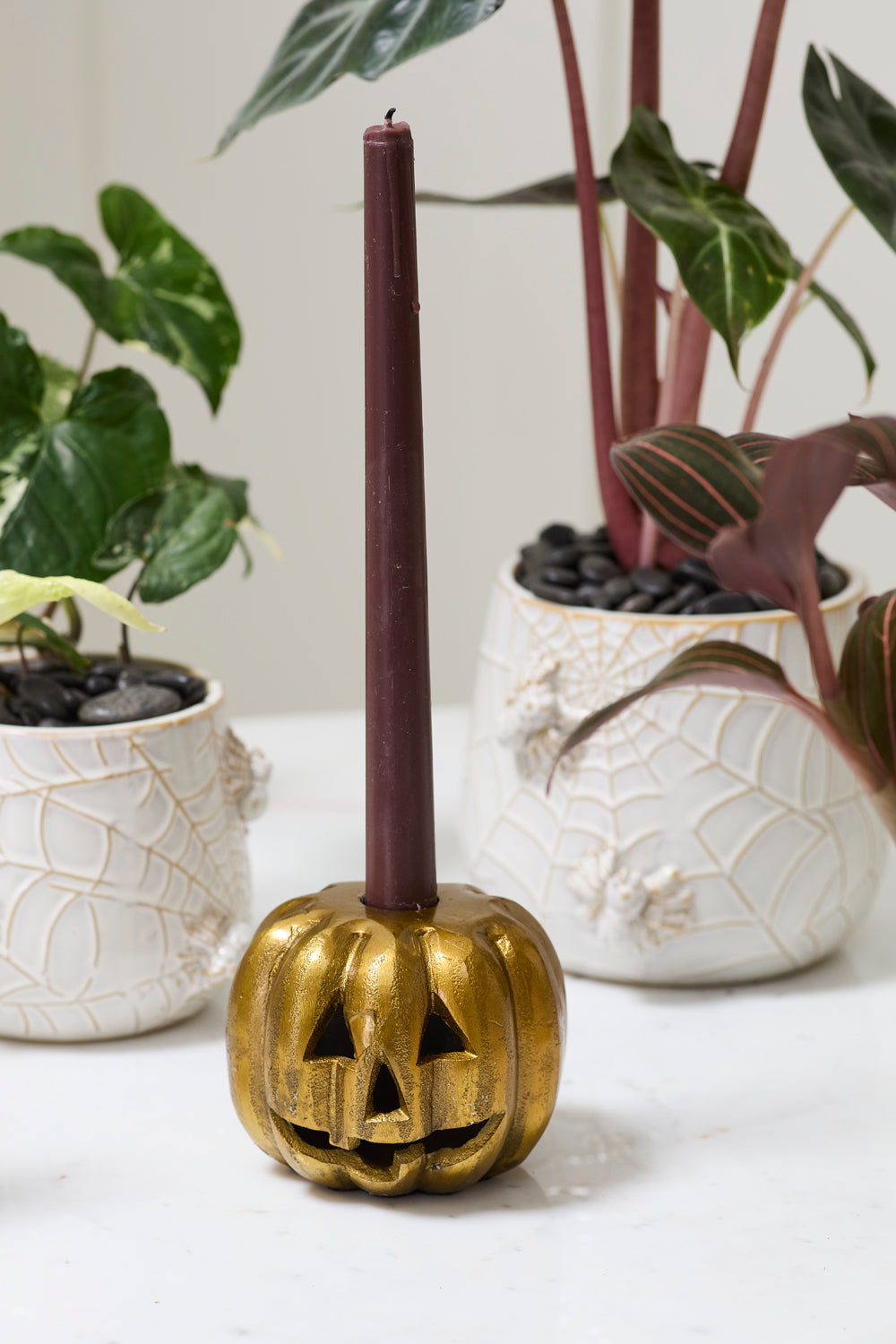 Carved Pumpkin Taper Holder
