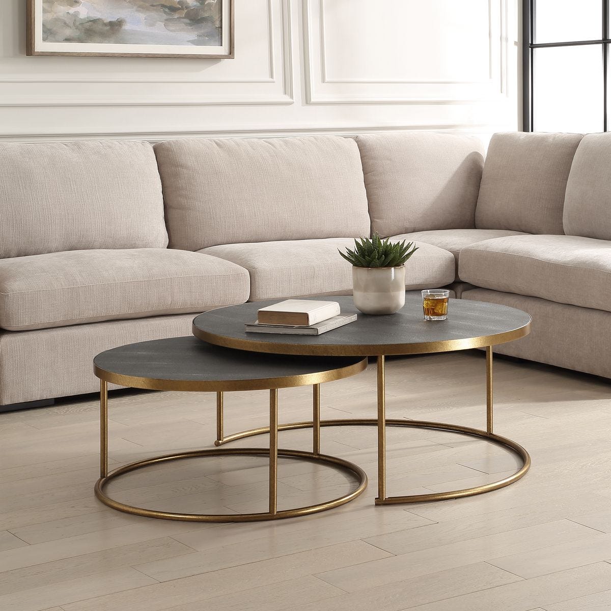 Aragon Nesting Coffee Table, Gray, S/2