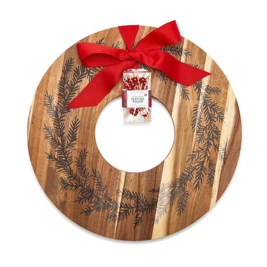 Holiday Wreath Charcuterie/Dessert Serving Board w/20 Picks