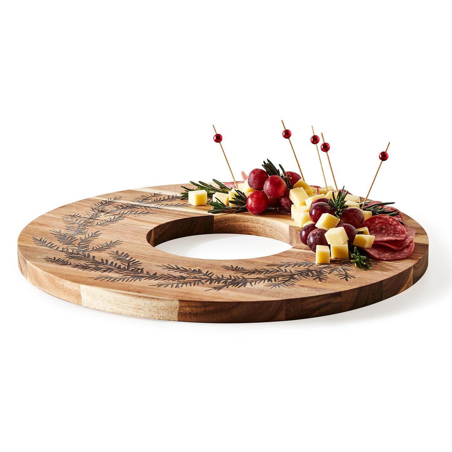 Holiday Wreath Charcuterie/Dessert Serving Board w/20 Picks