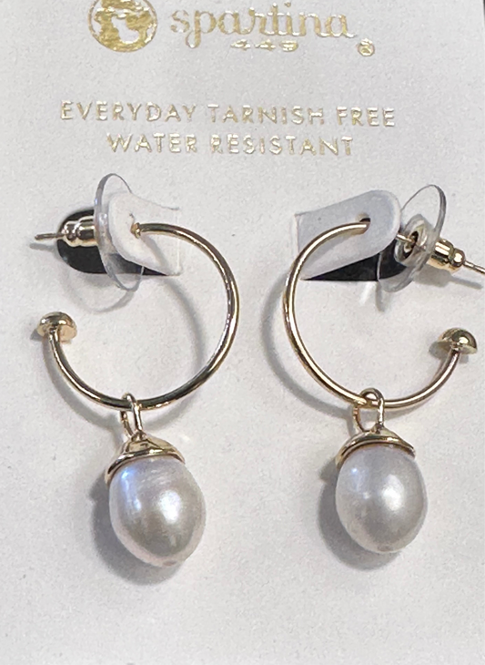 Bluffton Pearl Convertible Hoop Earrings, Pearl