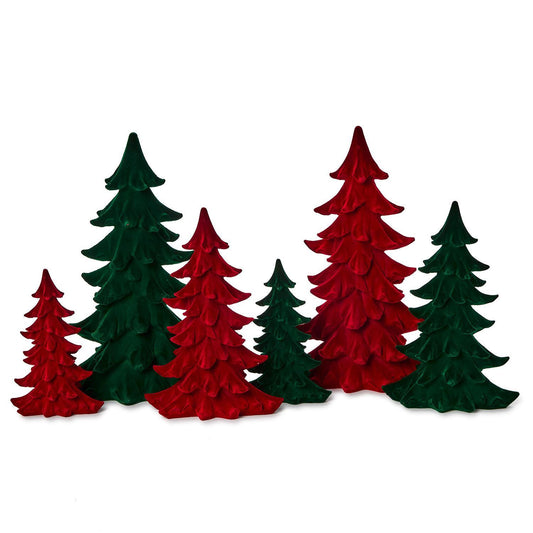 Flocked Tree Set of 3