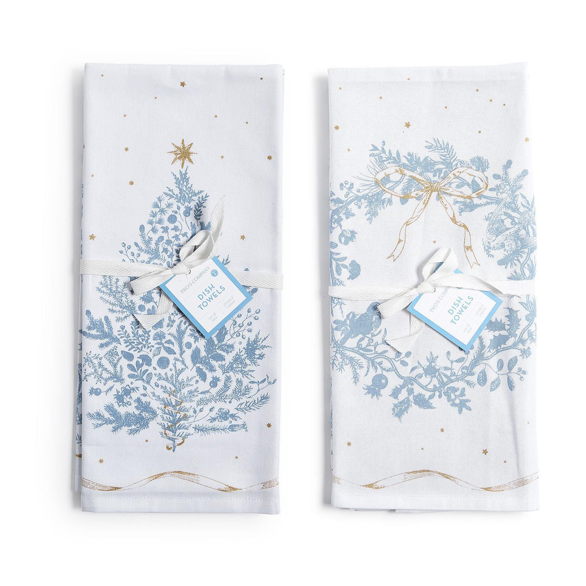 Gilded Tree and Wreath Tea Towels