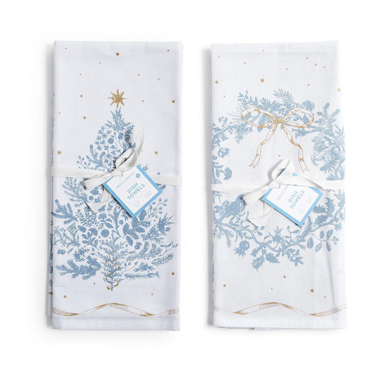 Gilded Tree and Wreath Tea Towels