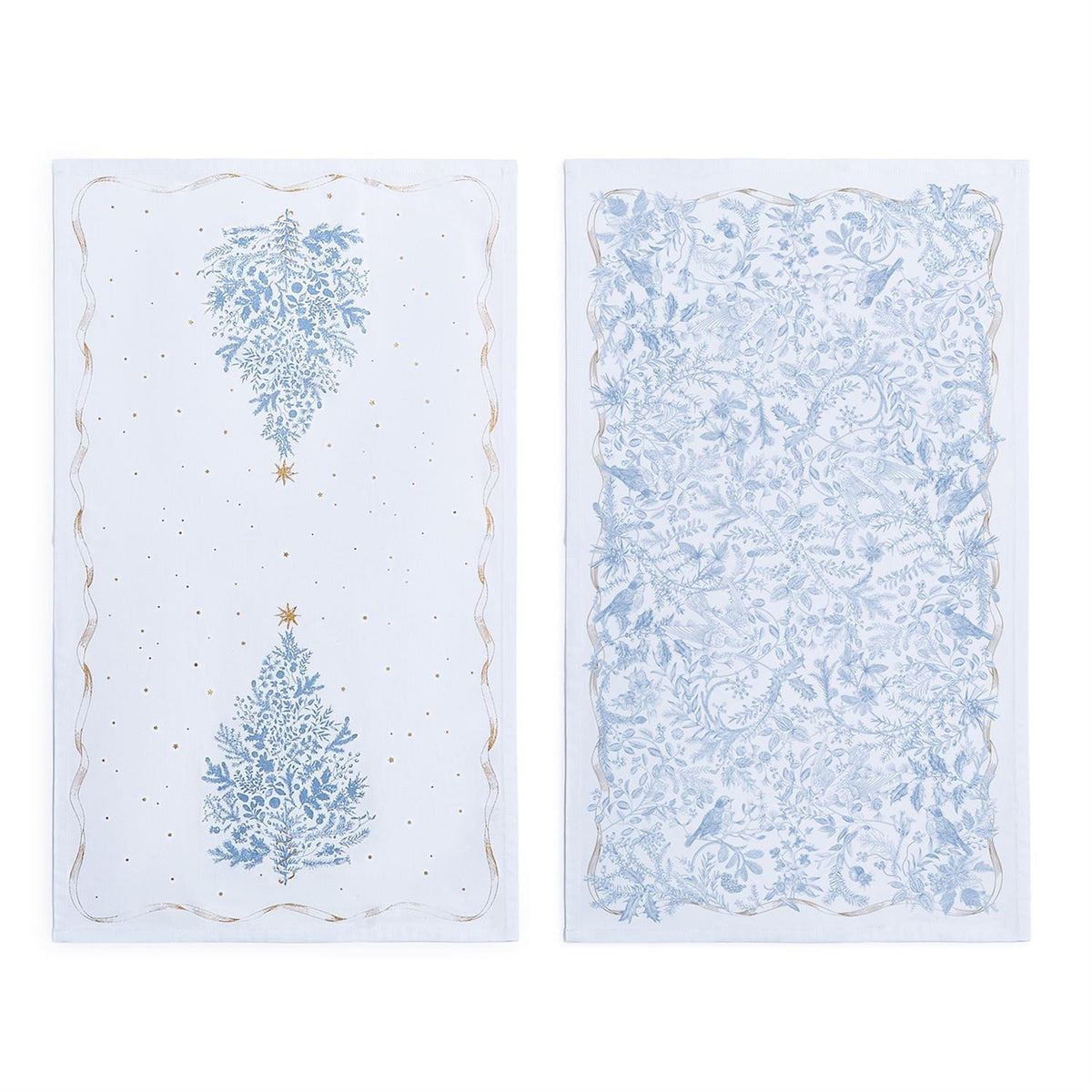 Gilded Tree and Wreath Tea Towels