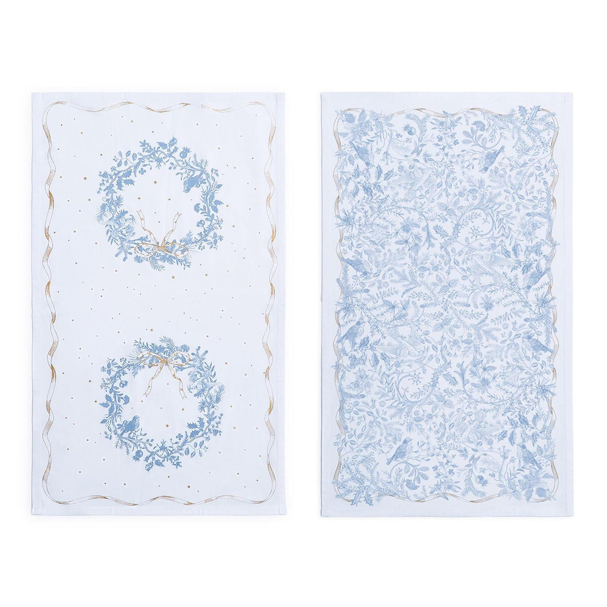 Gilded Tree and Wreath Tea Towels
