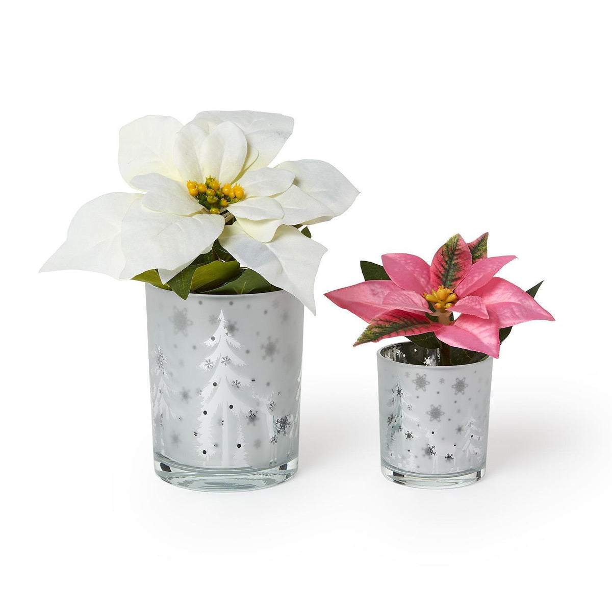 Winter Scene Frosted Candleholder
