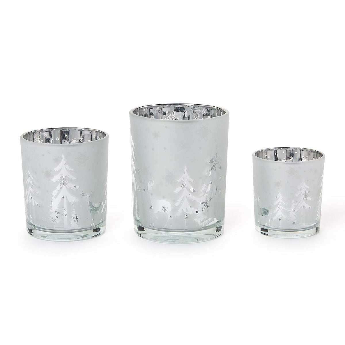 Winter Scene Frosted Candleholder