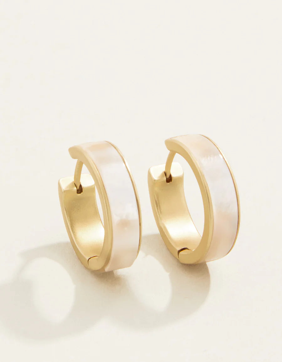 Mother-of-Pearl Midi Hoop Earrings