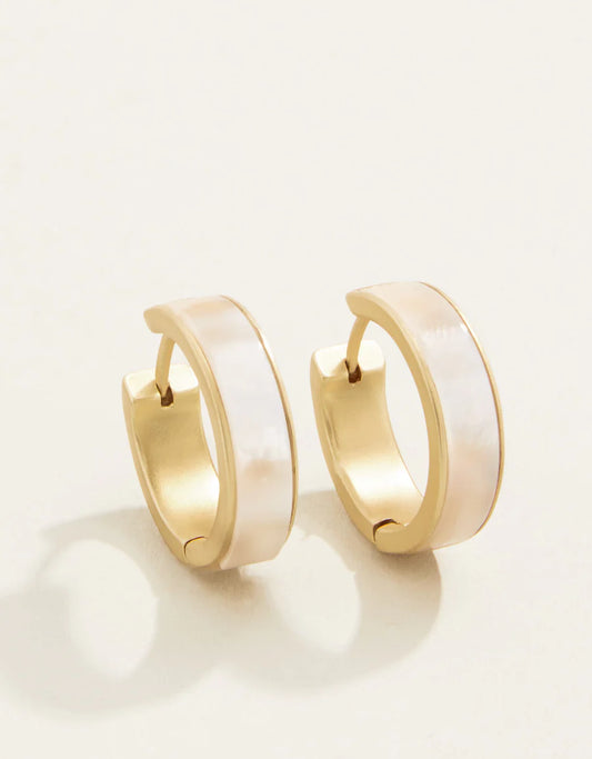 Mother-of-Pearl Midi Hoop Earrings