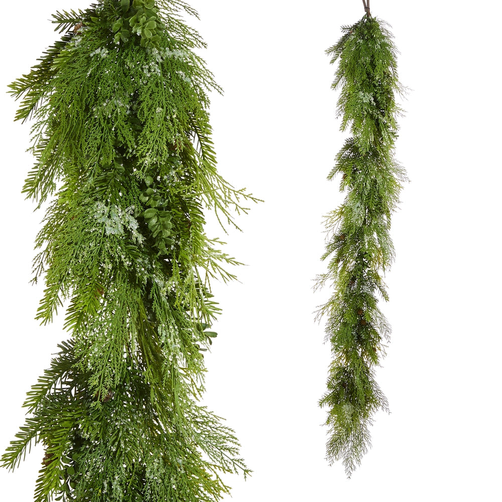 Iced Mixed Greenery Garland, 6’