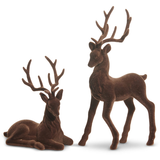 Brown Flocked Deer, S/2, 15”