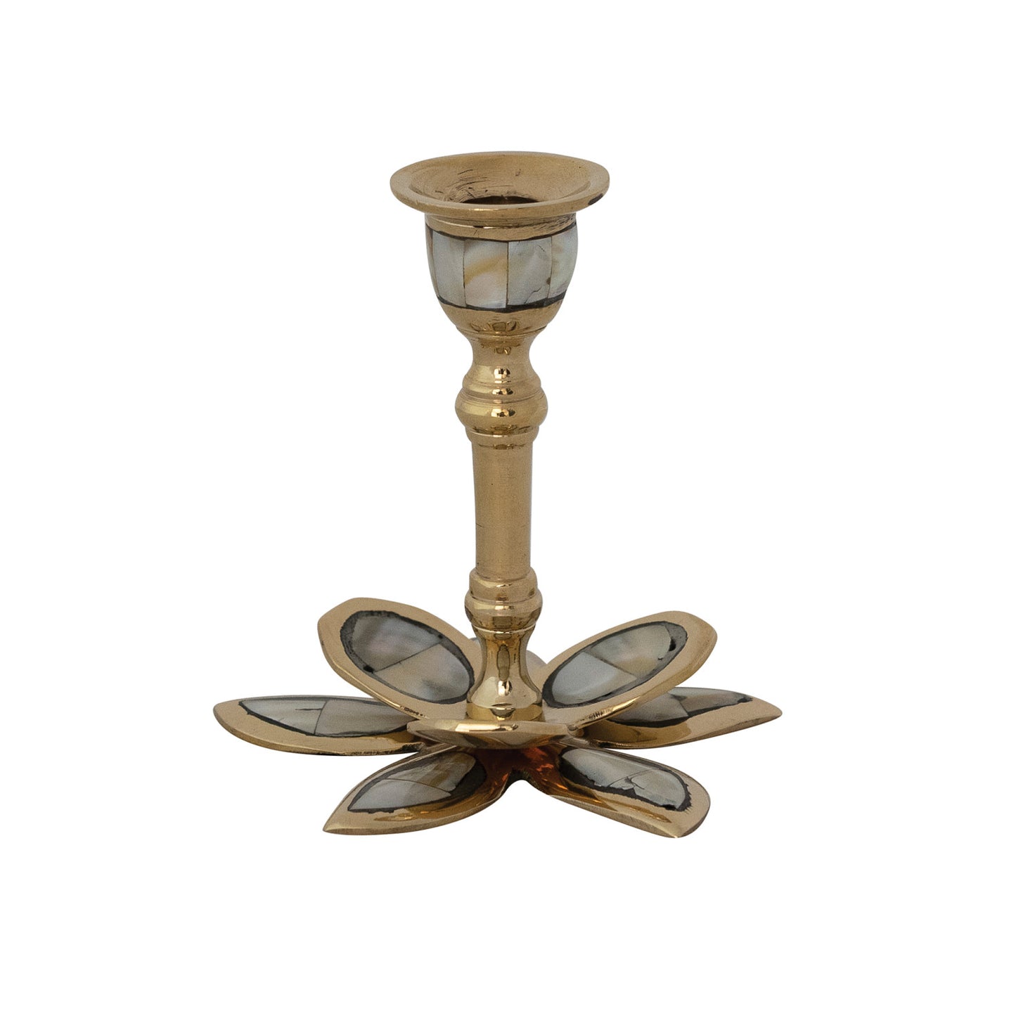 Brass Flower Taper Candleholder