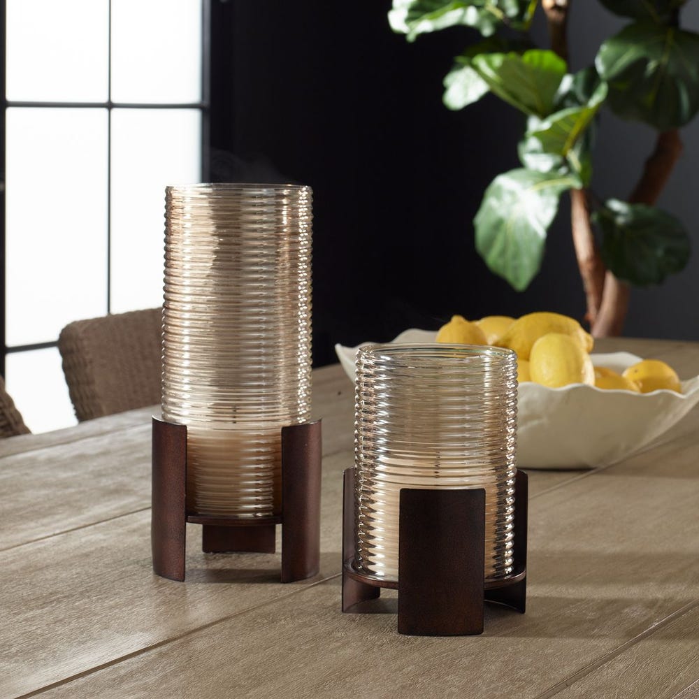 Fluted Fire Candleholder Set of 2