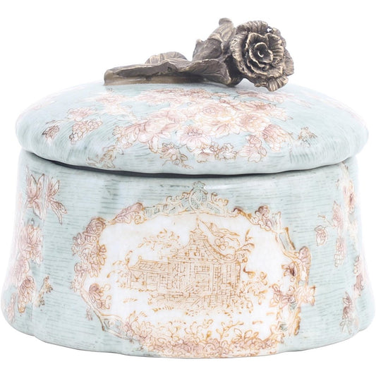 Porcelain Box Celedon Toile
