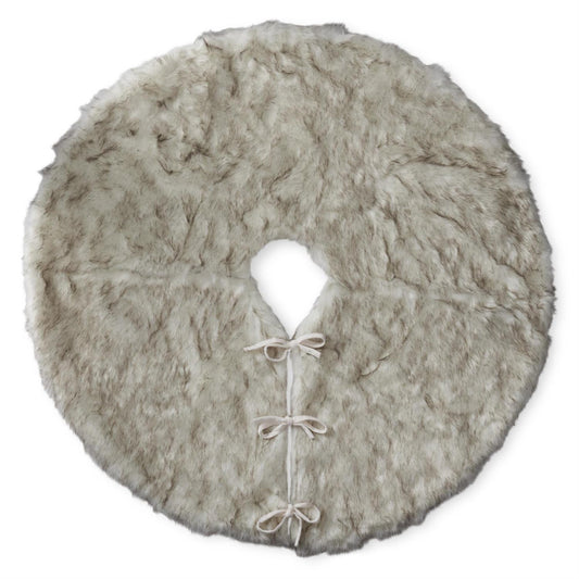 Cream and Brown Faux Fur Tree Skirt