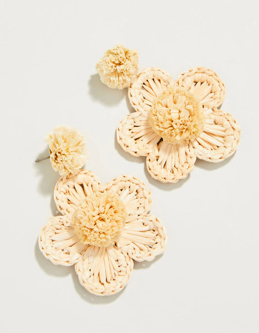 Crochet Flower Natural Earrings
