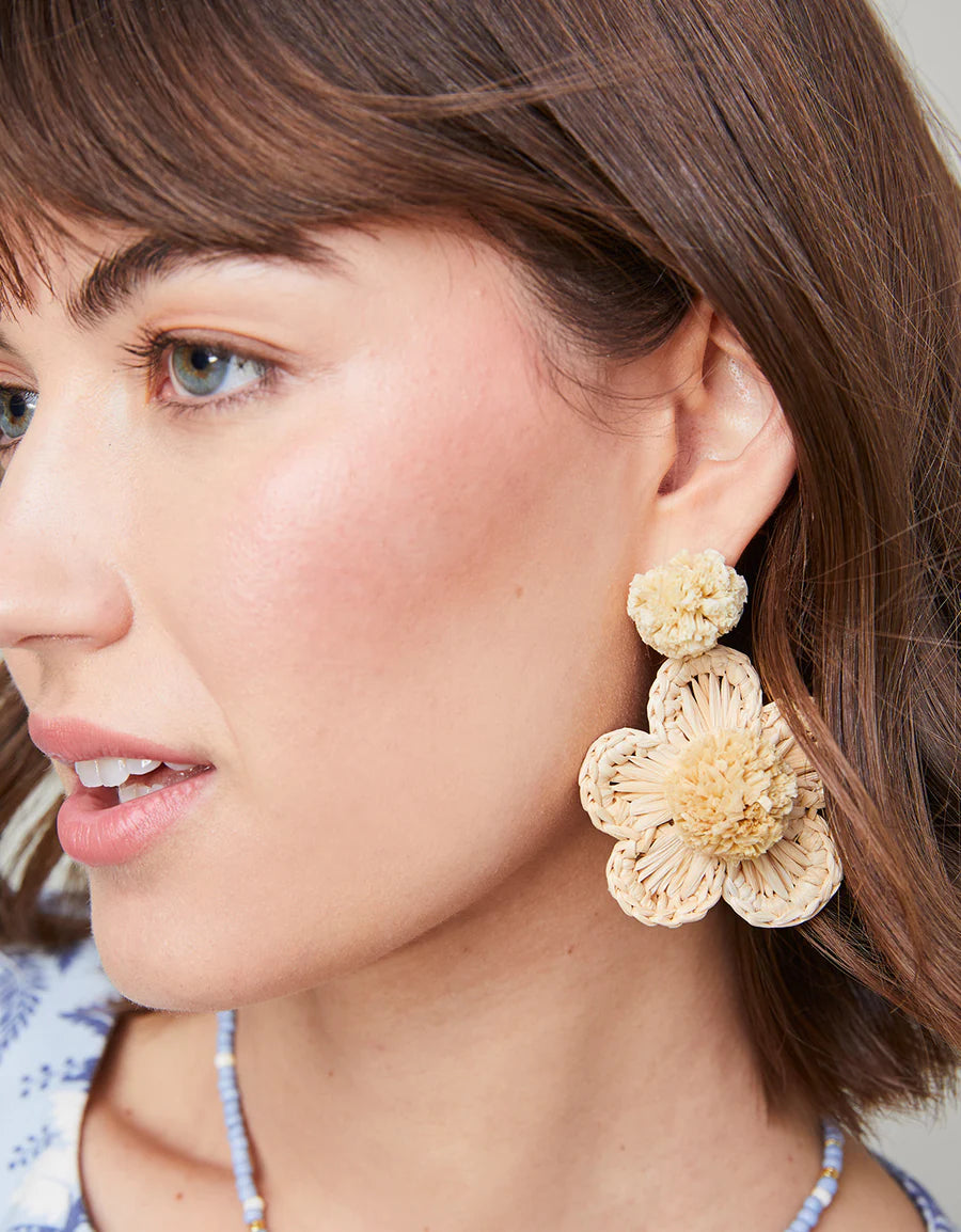 Crochet Flower Natural Earrings