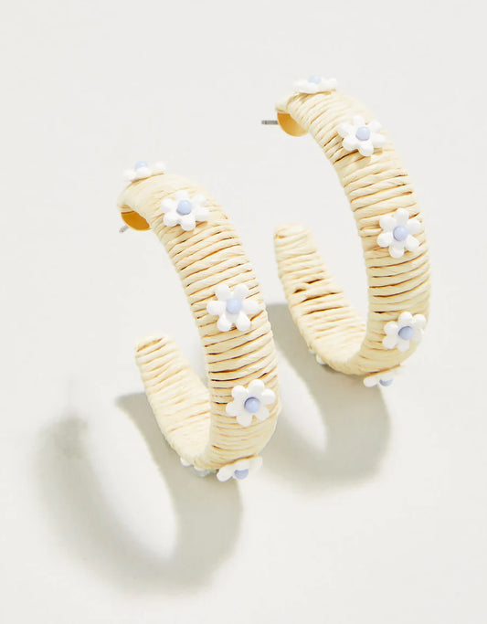 Daisy Straw Hoop Earrings