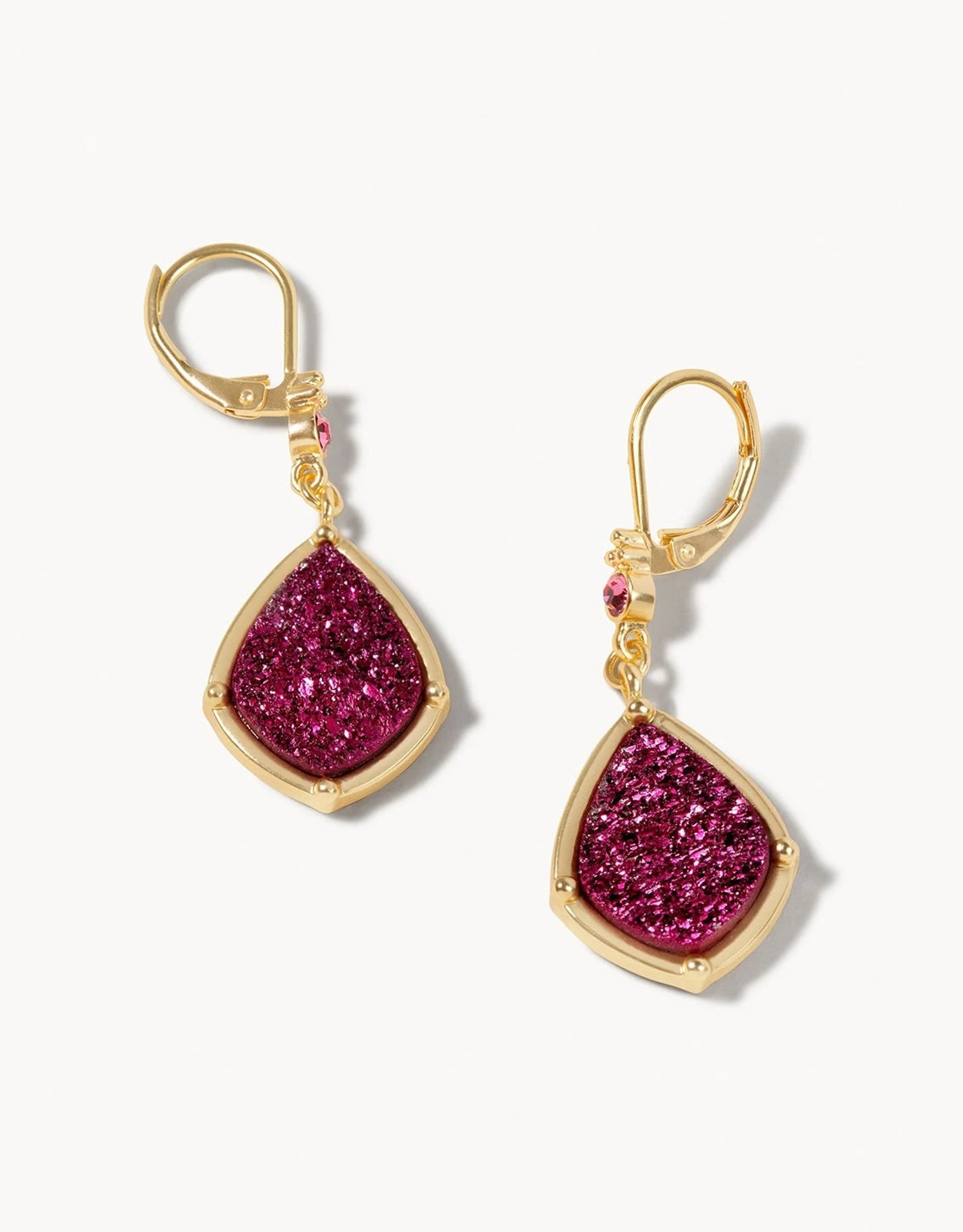 Druzy Drop Earrings - Merlot
