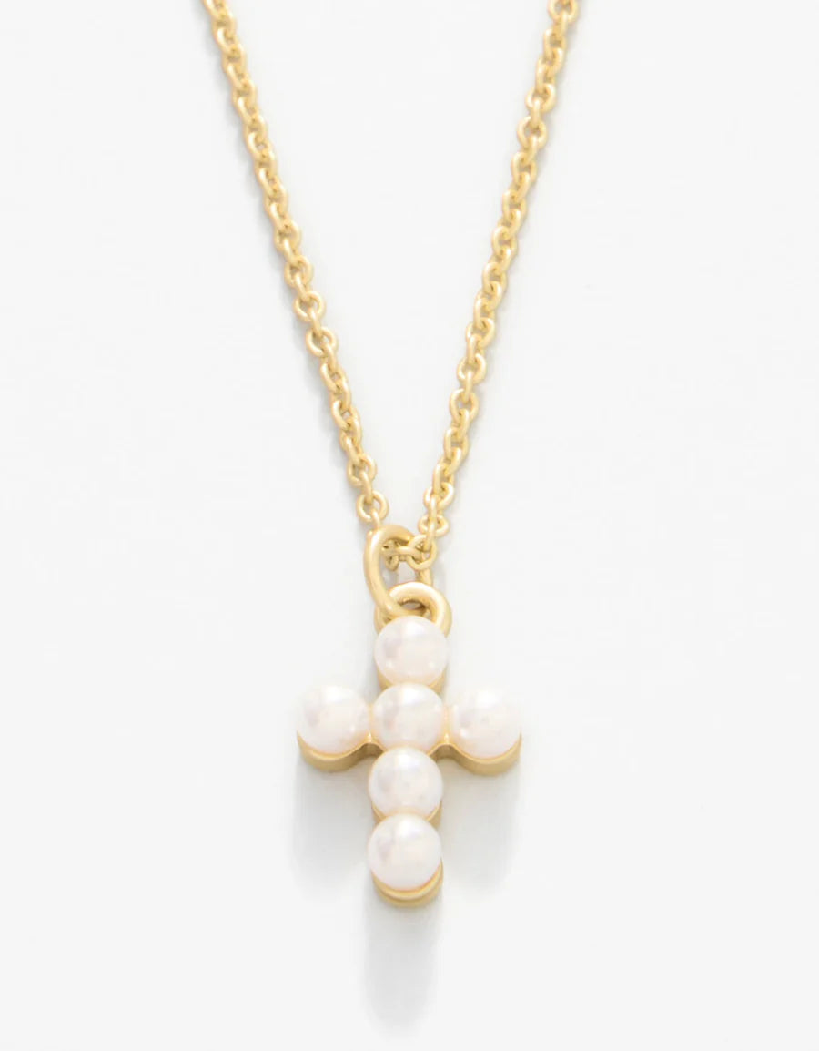 Faith/Pearl Cross Earrings