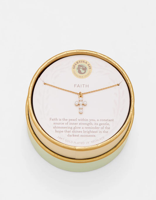 Faith/Pearl Cross Necklace
