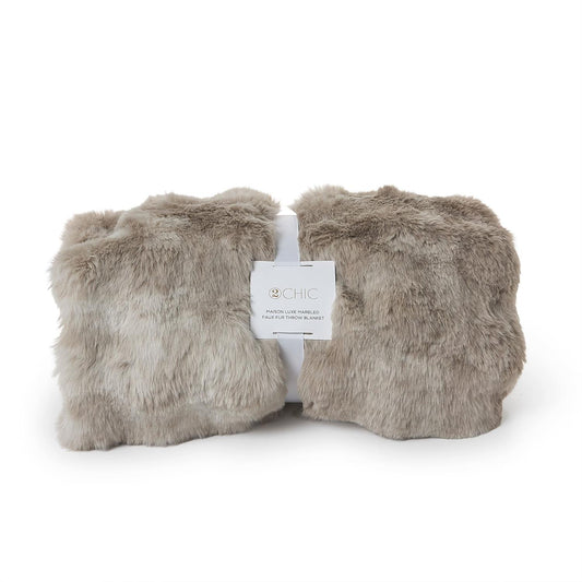 Taupe Faux Fur Throw