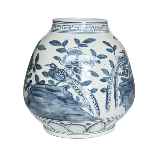 Floral Bird Motif Mandarin Pot