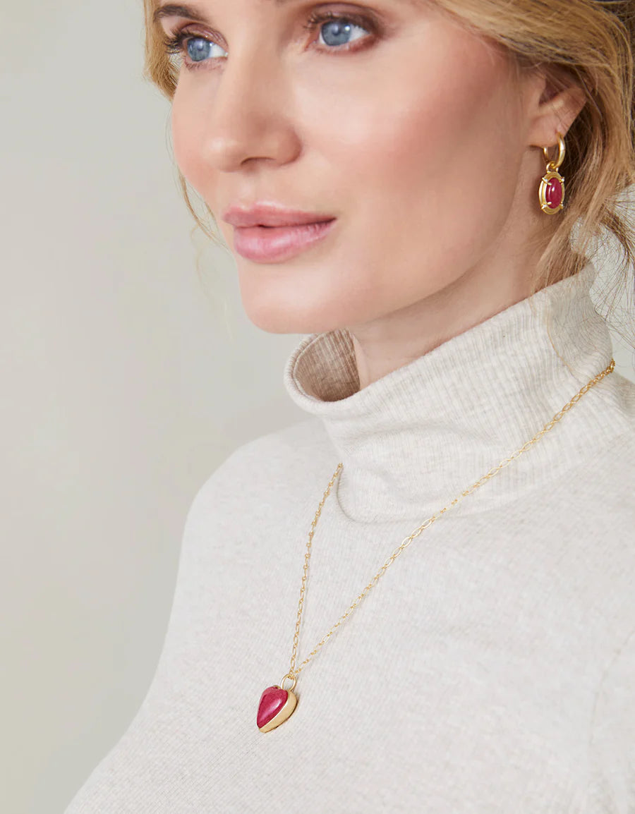 Full Pink Heart Necklace
