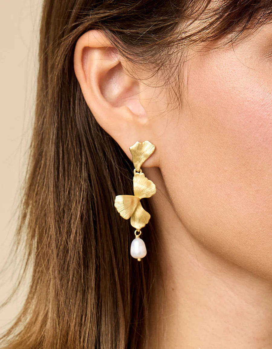 Ginko Leaf Dangle Earrings