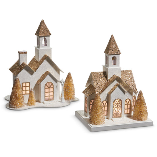 White and Gold Lighted House Collection