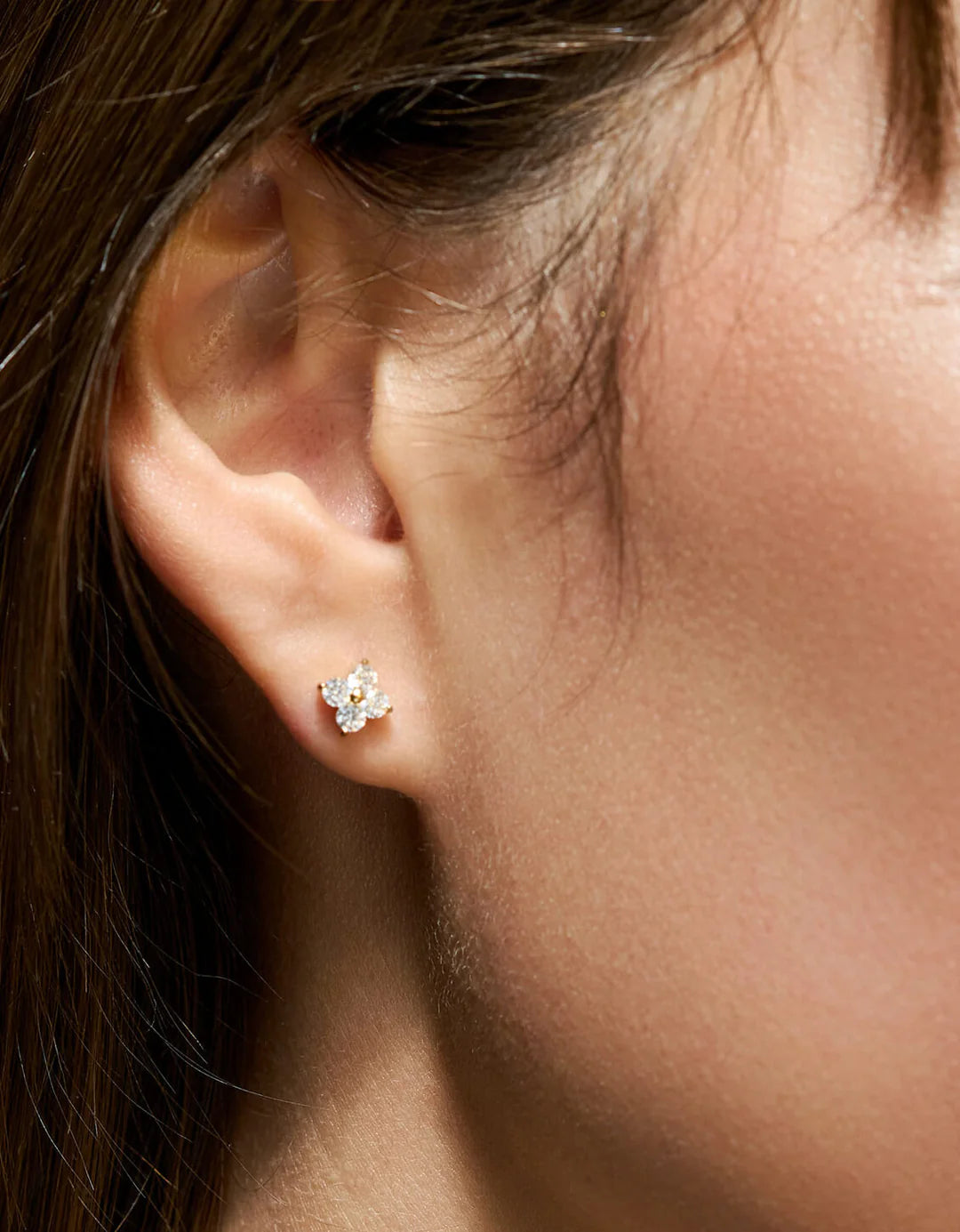 Sparkly Clover Stud Earrings