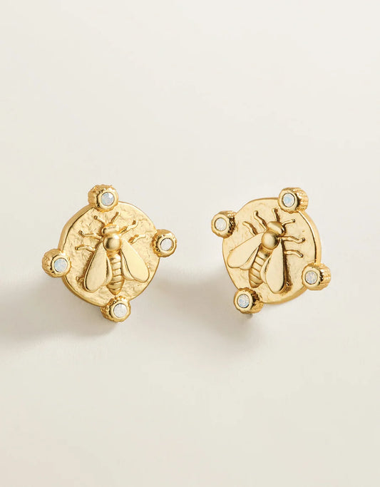 Curious Bee Stud Earrings, Gold