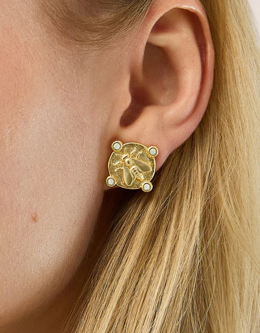 Curious Bee Stud Earrings, Gold