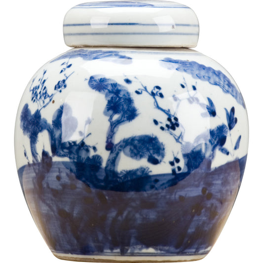 Blue & White Bulb Jar