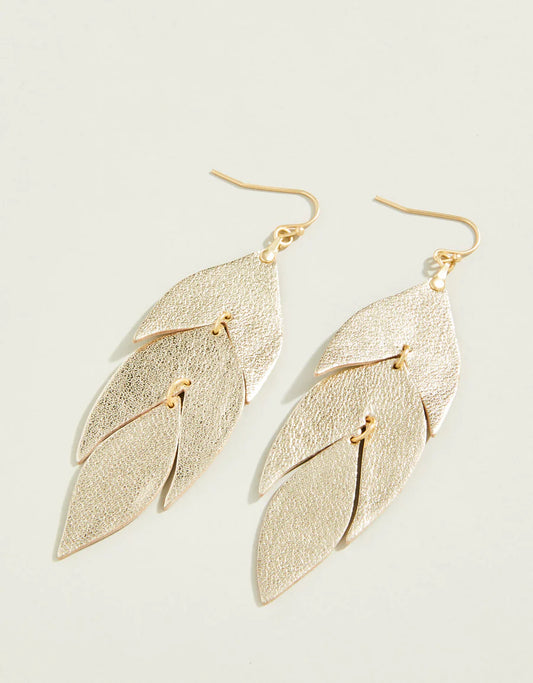 Leaf Leather Gold Earrings