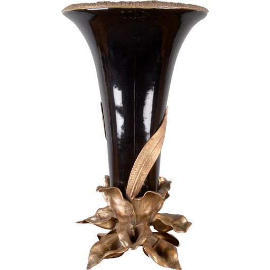 Porcelain Flower Vase Bronze Lily Flower