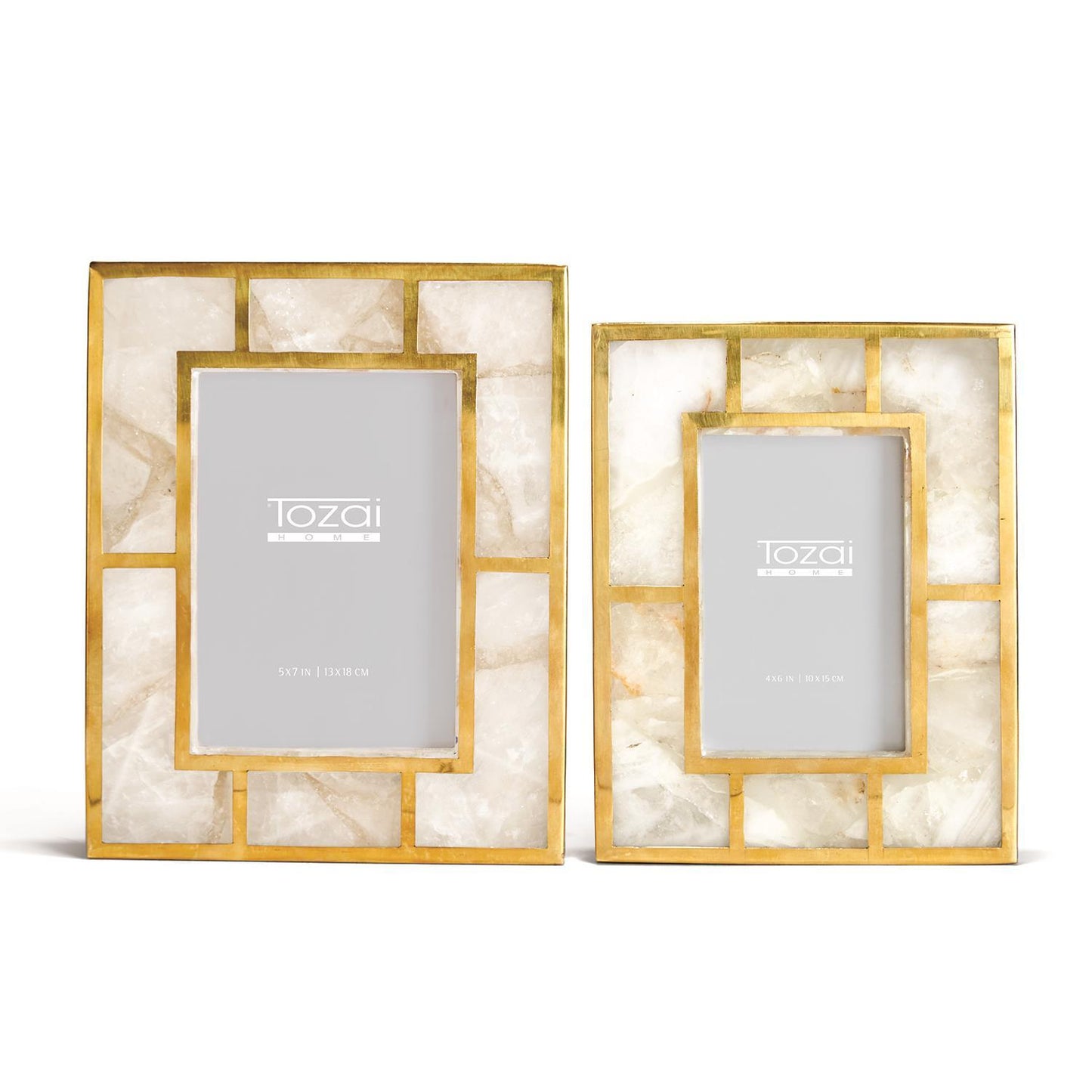 White Quartz and Brass Trim Frame