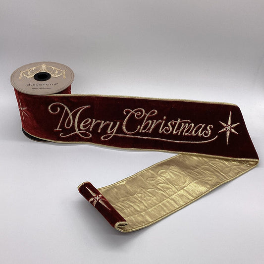 Merry Christmas Ribbon Velvet Burgundy