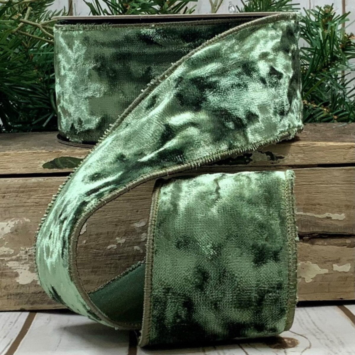 Moss Crushed Velvet Ribbon