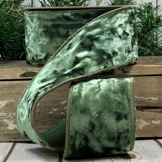 Moss Crushed Velvet Ribbon