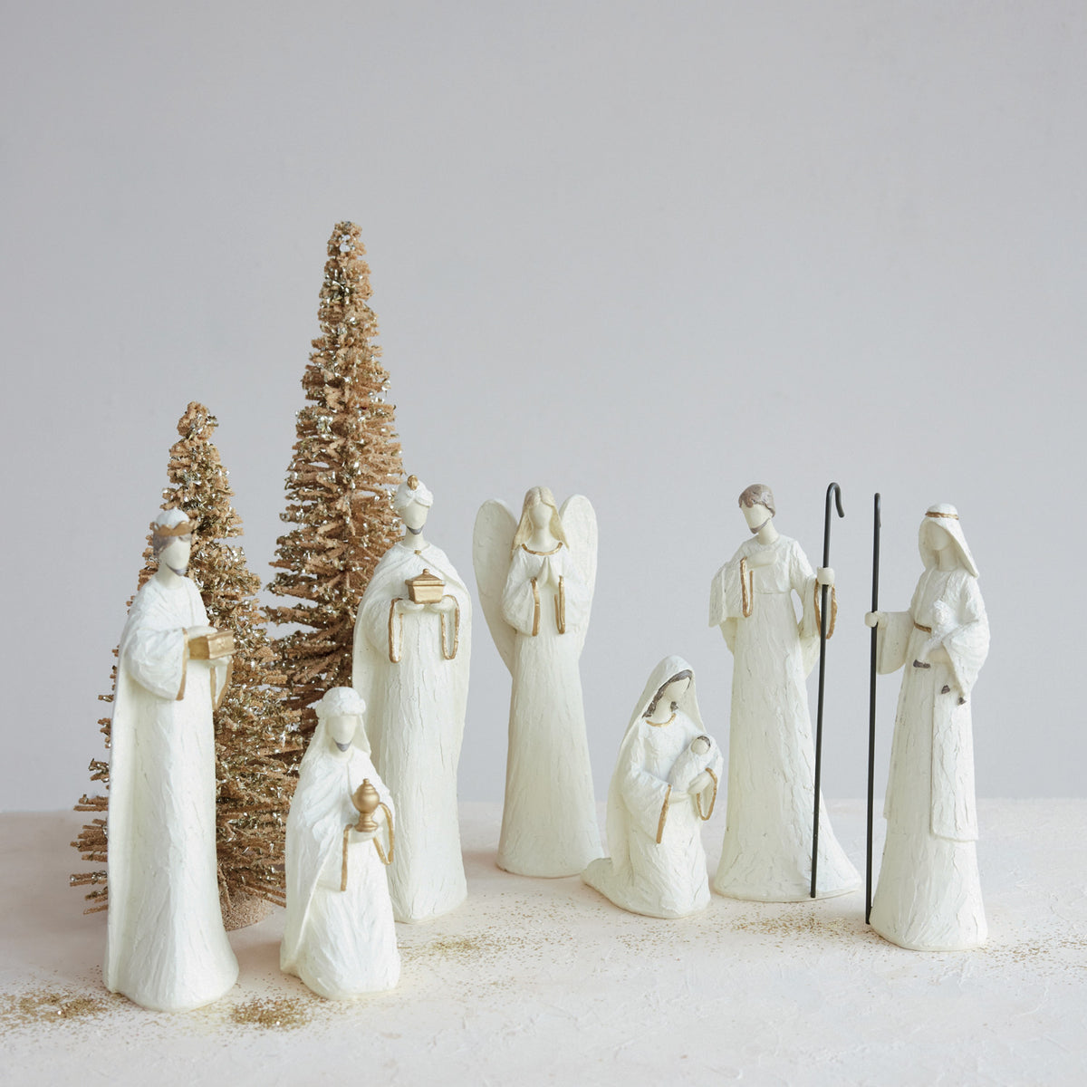 Nativity Set of 7 Brown and Gold