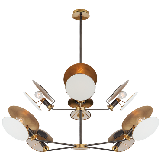 Osiris Large Reflector Chandelier In Bronze and Brass