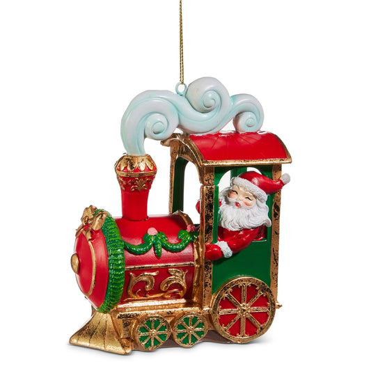 Santa in Train Ornament